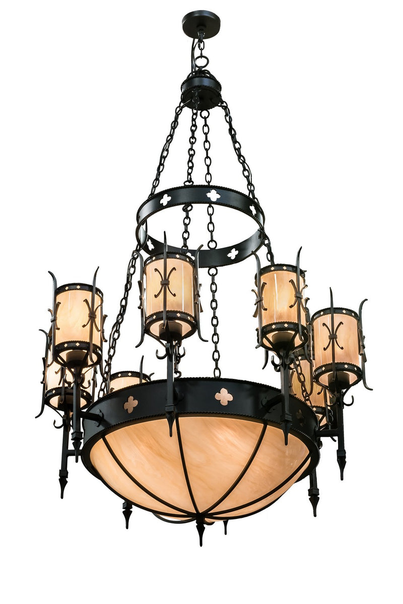 Meyda Tiffany 164773 12 Light Chandelier, Black Textured