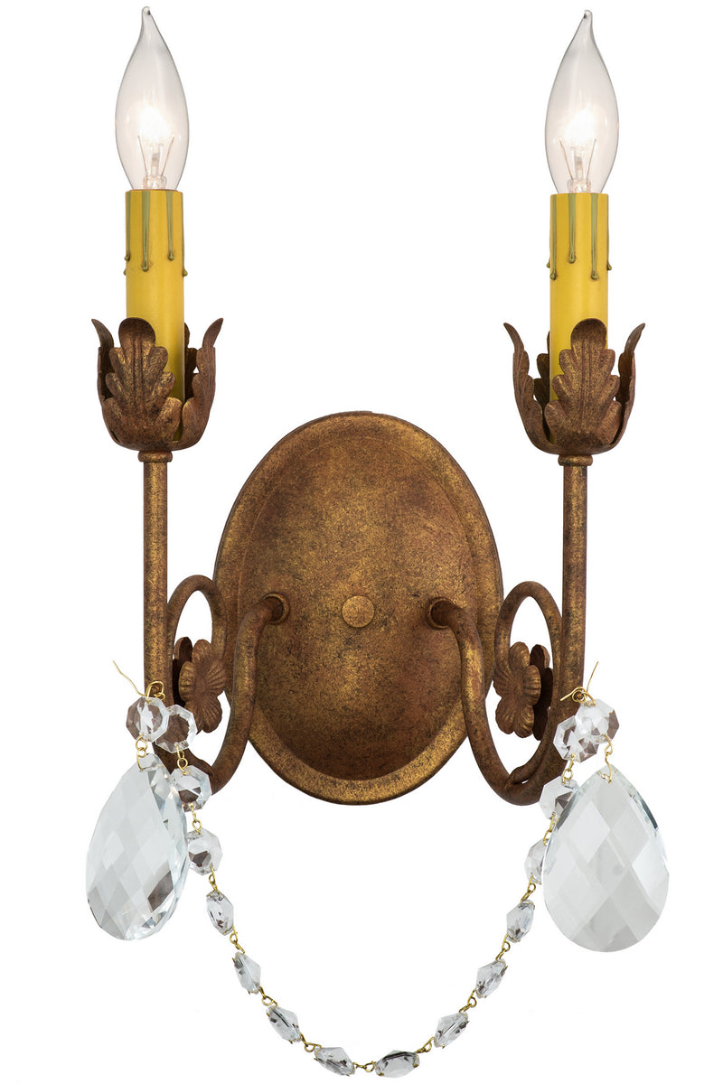 Meyda Tiffany 169657 Two Light Wall Sconce, Autumn Leaf