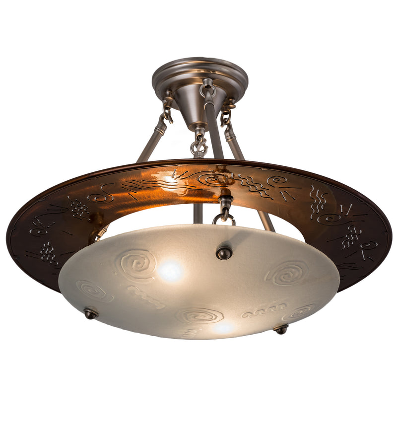 Meyda Tiffany 170820 Two Light Pendant, Nickel And Transparent Copper