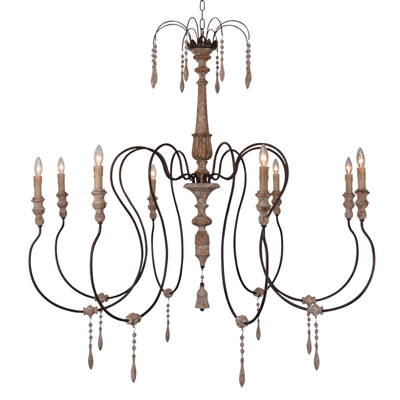 Terracotta Designs H8101-8 Eight Light Chandelier, Washed White/Gold
