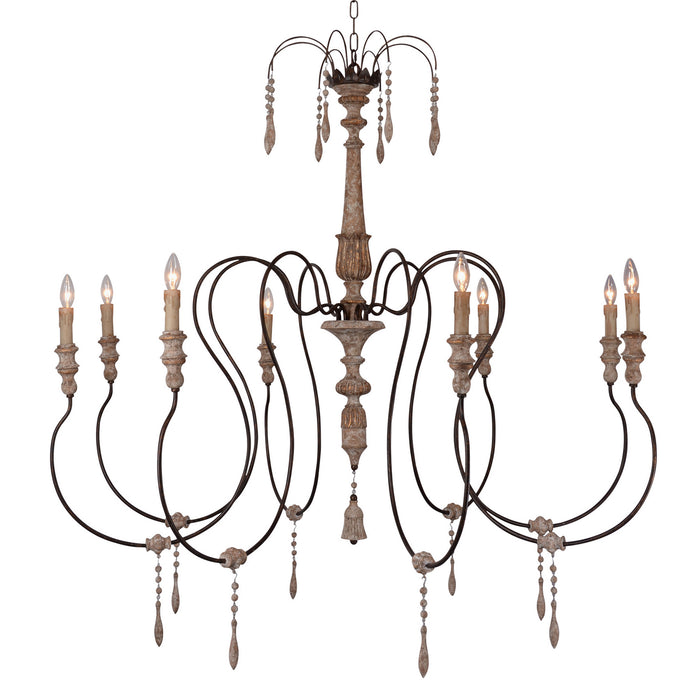 Terracotta Designs H8101-8 Eight Light Chandelier, Washed White/Gold