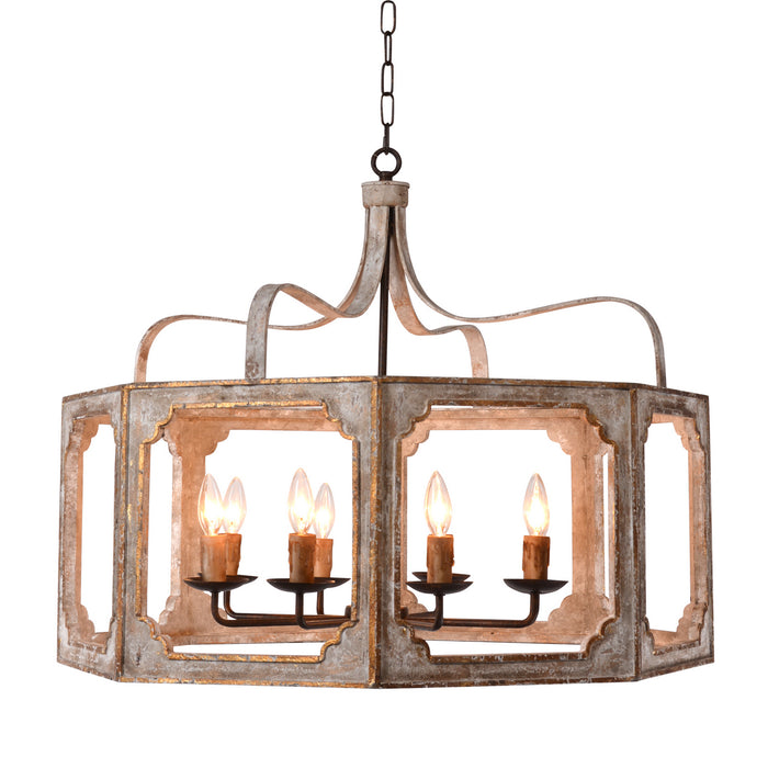 Terracotta Designs H8104-8 Eight Light Chandelier, Antique White/Gold