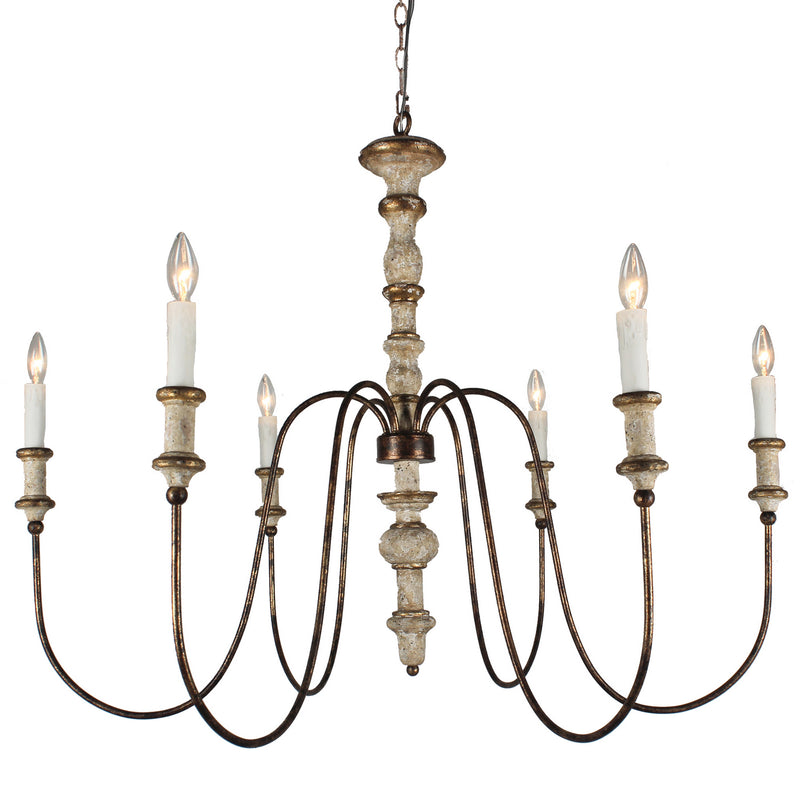 Terracotta Designs H8122-6GY Six Light Chandelier, Gray/Gold