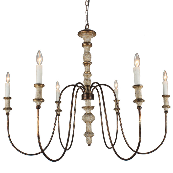 Terracotta Designs H8122-6GY Six Light Chandelier, Gray/Gold
