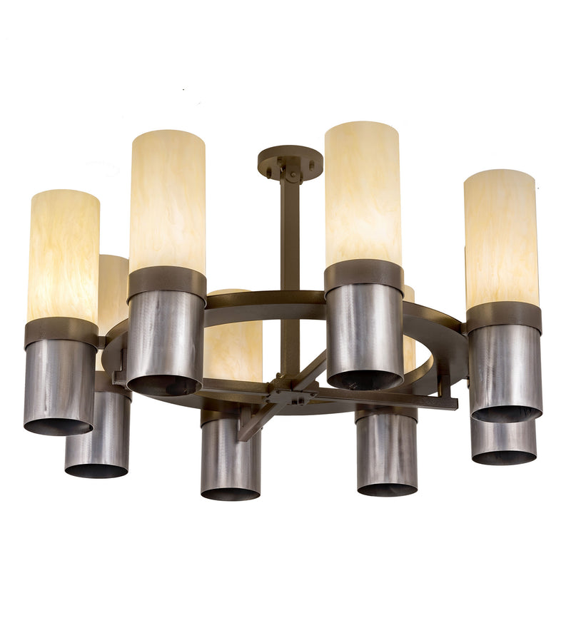 Meyda Tiffany 198084 Eight Light Chandelier, Sofia Sepia & Industrial Steel