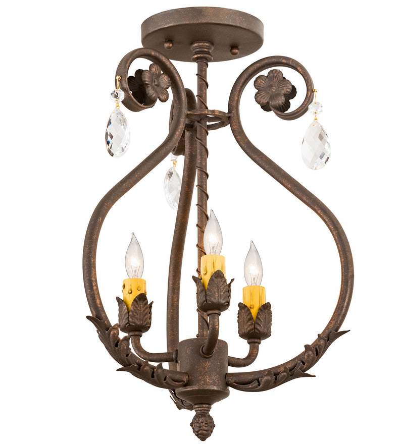 Meyda Tiffany 199249 Three Light Chandelier, Gilded Tobacco