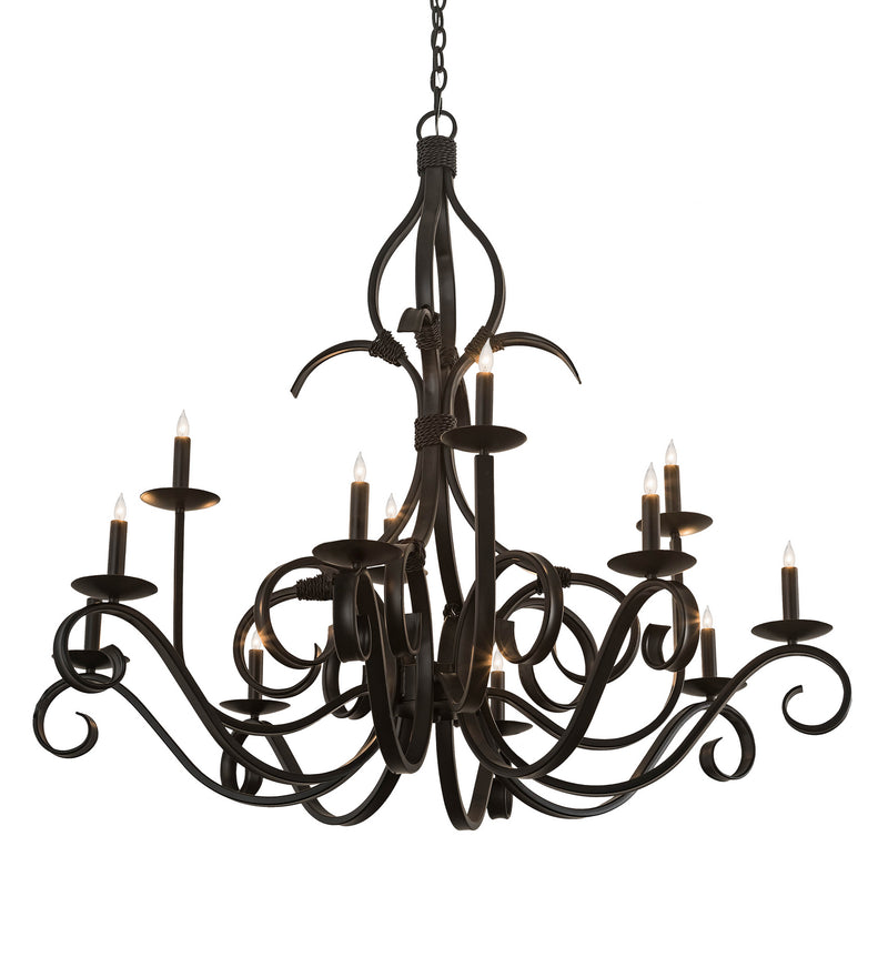 Meyda Tiffany 202247 12 Light Chandelier, Satin Black