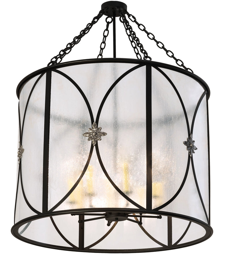 Meyda Tiffany 200401 Eight Light Pendant, Textured Black & Nickel