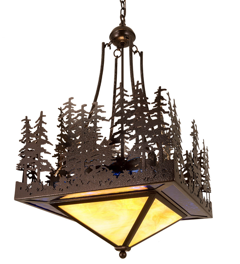 Meyda Tiffany 200519 Four Light Inverted Pendant, Copper Vein