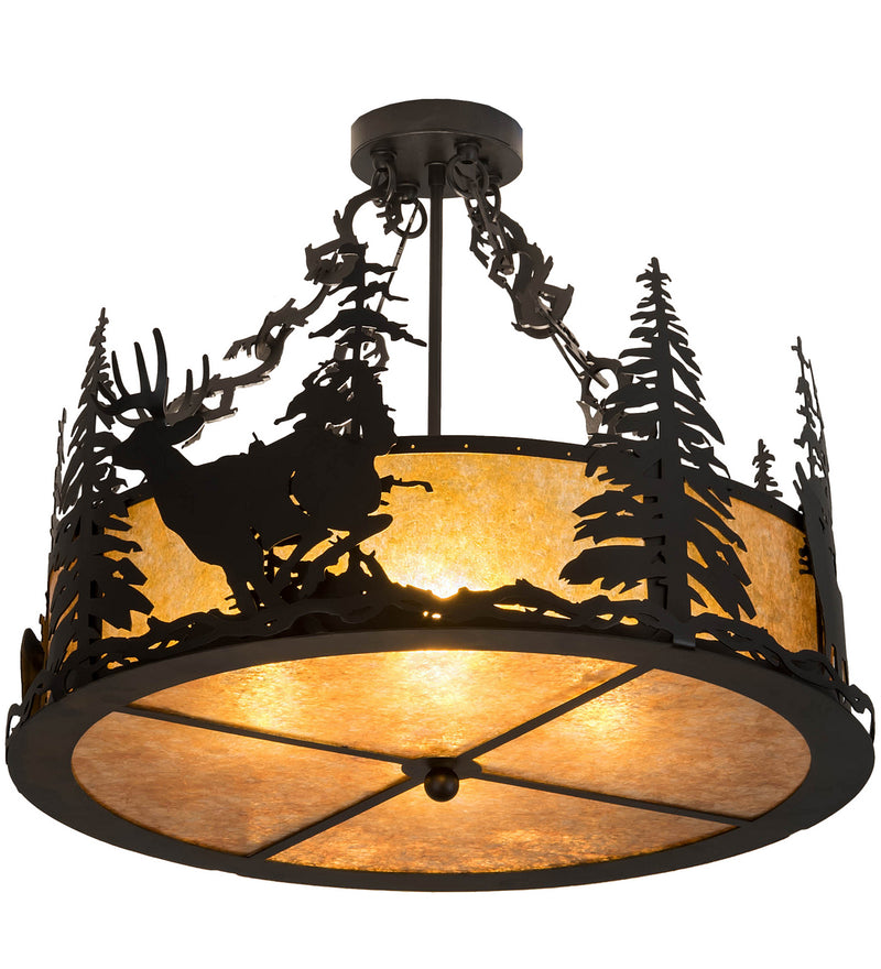 Meyda Tiffany 200864 Four Light Semi-Flushmount, Textured Black