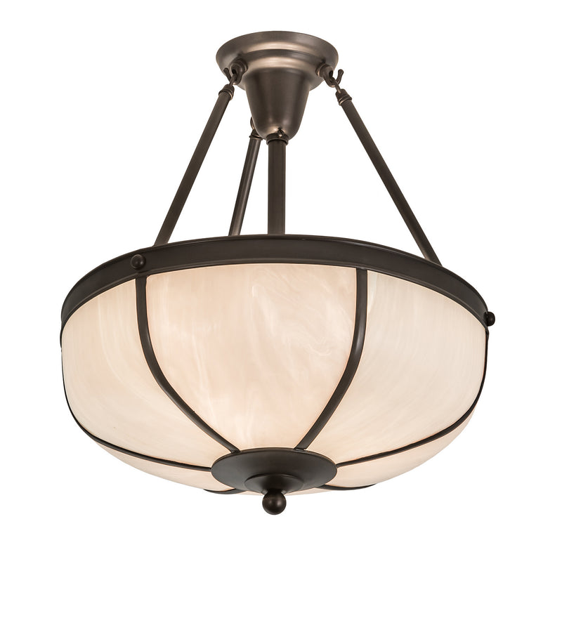 Meyda Tiffany 200913 Three Light Semi-Flushmount, Craftsman Brown