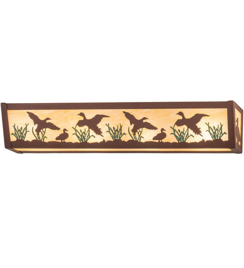 Meyda Tiffany 201030 Four Light Vanity, Rust With Green Accents