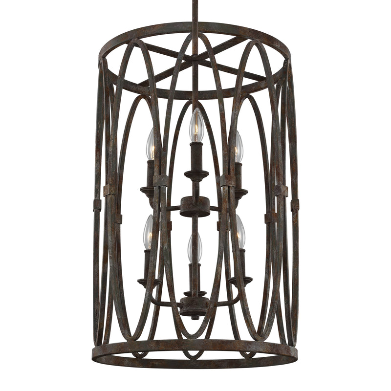 Visual Comfort Studio F3223/6DA Six Light Hanging Shade, Deep Abyss