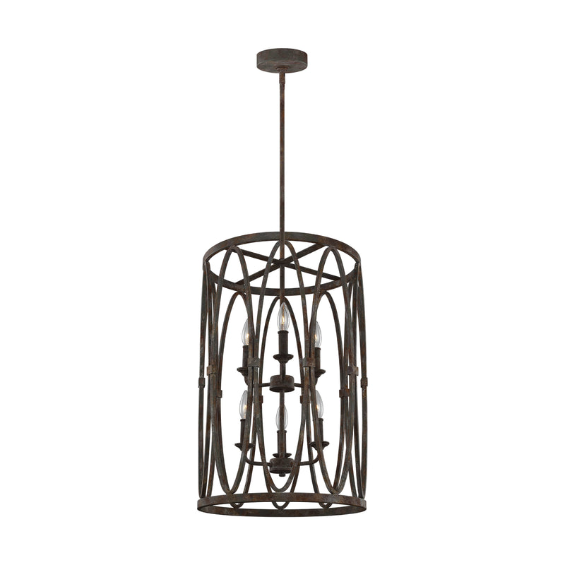 Visual Comfort Studio F3223/6DA Six Light Hanging Shade, Deep Abyss
