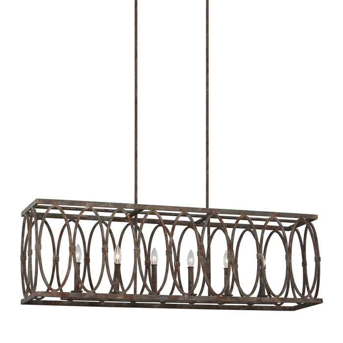 Visual Comfort Studio F3224/6DA Six Light Linear Chandelier, Deep Abyss