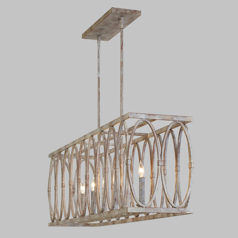 Visual Comfort Studio F3224/6DA Six Light Linear Chandelier, Deep Abyss