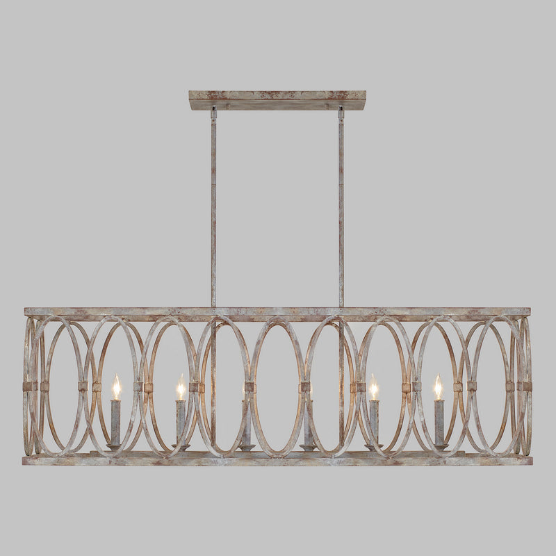 Visual Comfort Studio F3224/6DA Six Light Linear Chandelier, Deep Abyss