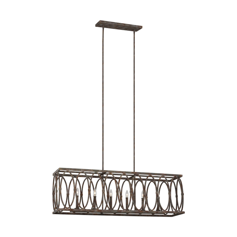 Visual Comfort Studio F3224/6DA Six Light Linear Chandelier, Deep Abyss