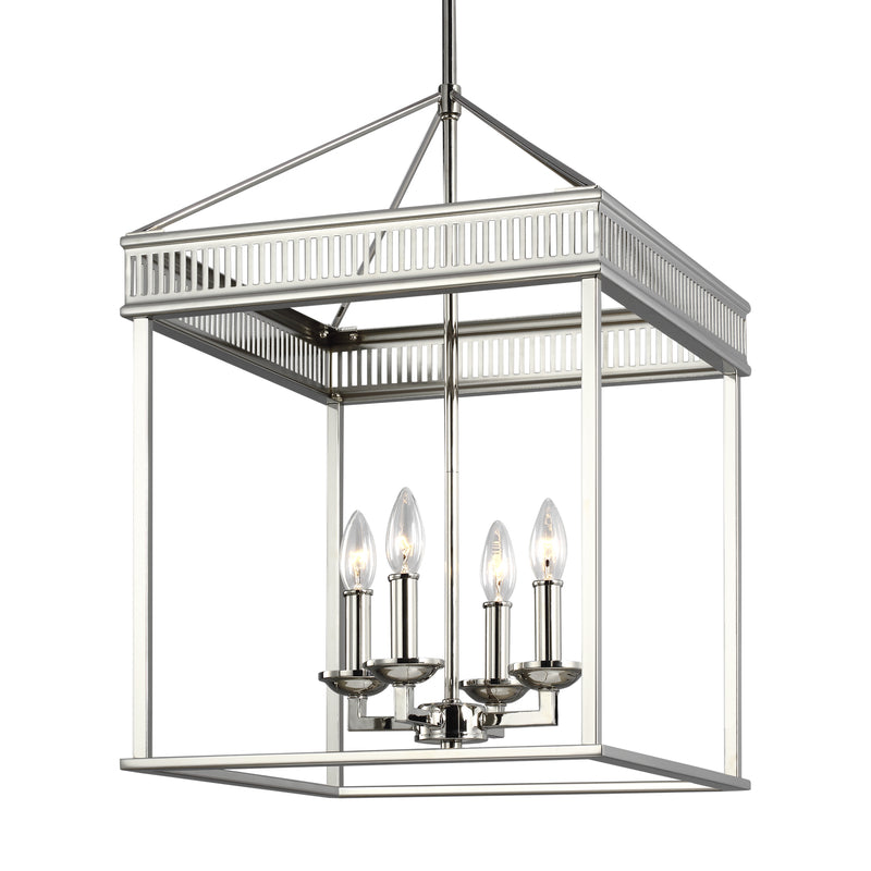 Visual Comfort Studio F3275/4PN Four Light Lantern, Polished Nickel