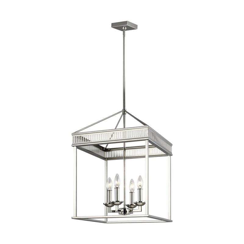 Visual Comfort Studio F3275/4PN Four Light Lantern, Polished Nickel