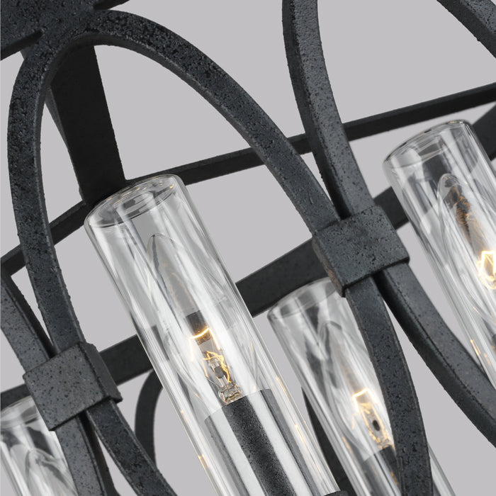 Visual Comfort Studio OLF3222/5DWZ Five Light Outdoor Chandelier, Dark Weathered Zinc