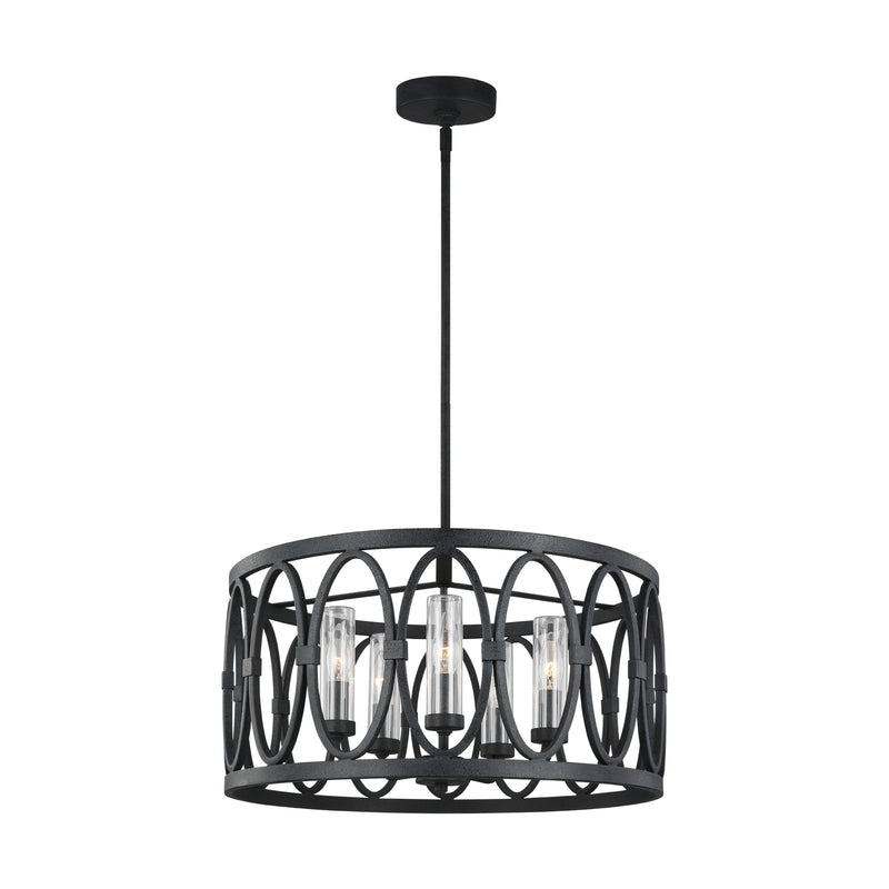 Visual Comfort Studio OLF3222/5DWZ Five Light Outdoor Chandelier, Dark Weathered Zinc
