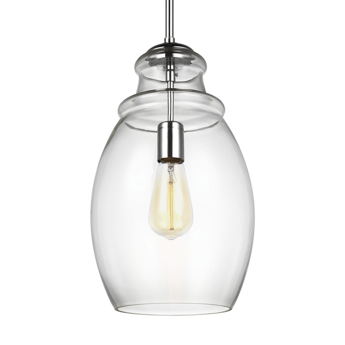 Generation Lighting P1484CH One Light Pendant, Chrome