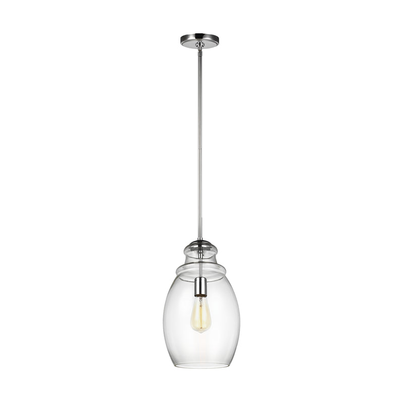 Generation Lighting P1484CH One Light Pendant, Chrome