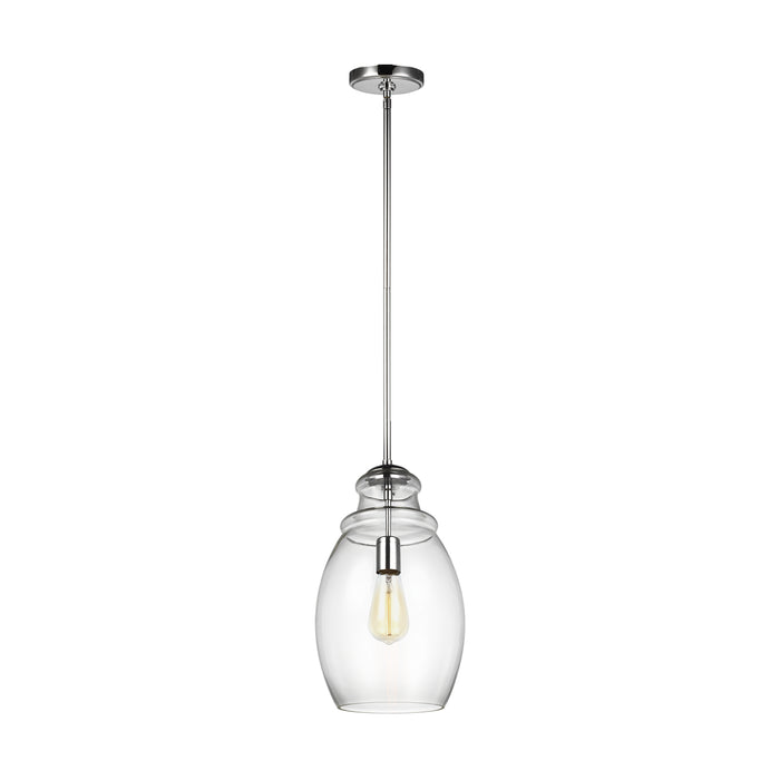 Generation Lighting P1484CH One Light Pendant, Chrome