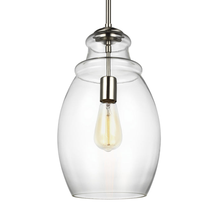 Generation Lighting P1484SN One Light Pendant, Satin Nickel