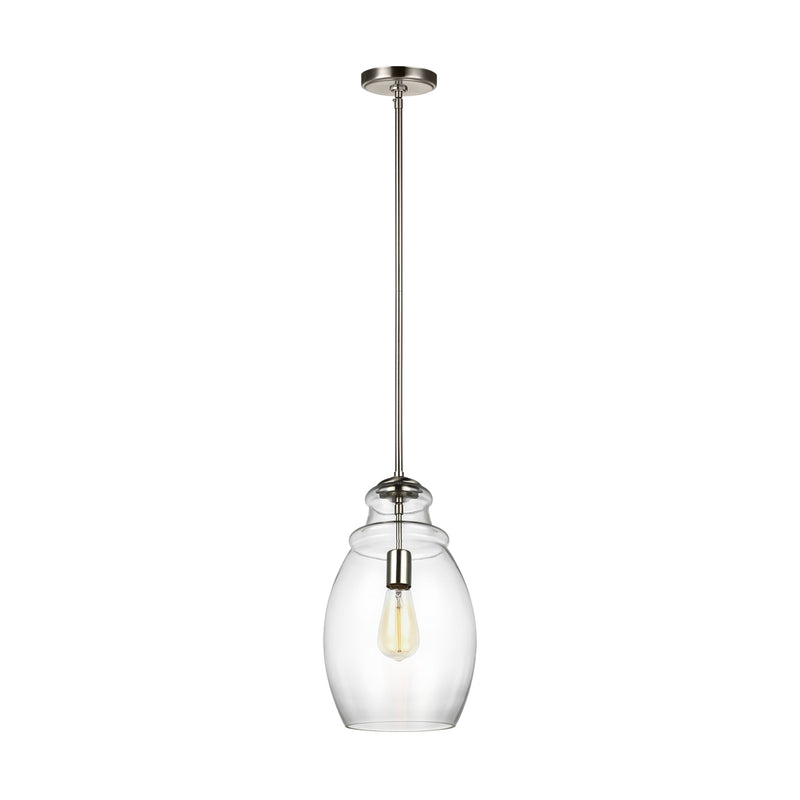 Generation Lighting P1484SN One Light Pendant, Satin Nickel
