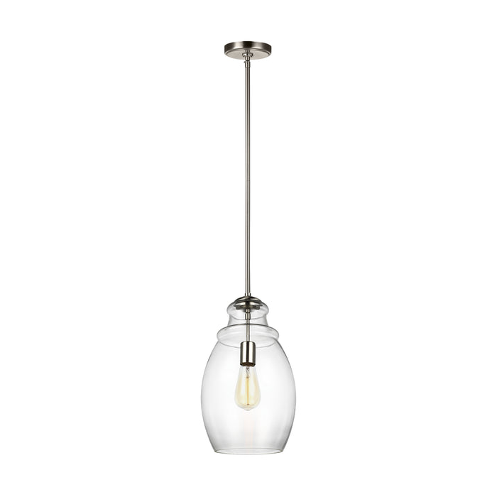 Generation Lighting P1484SN One Light Pendant, Satin Nickel