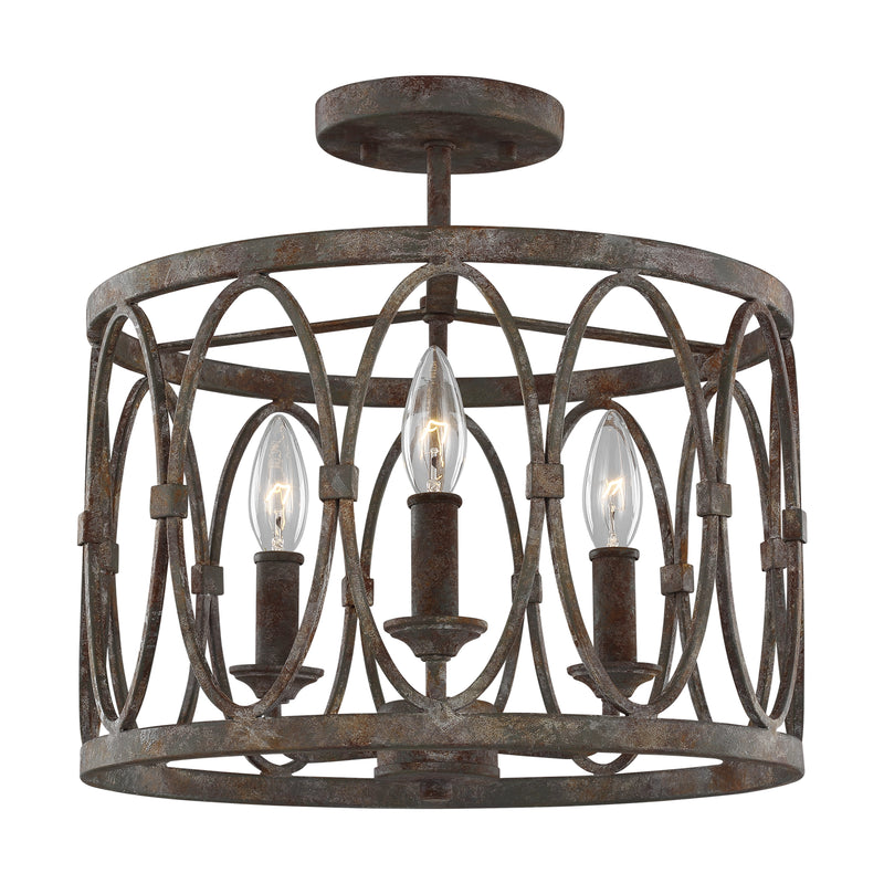 Visual Comfort Studio SF346DA Three Light Semi-Flush Mount, Deep Abyss