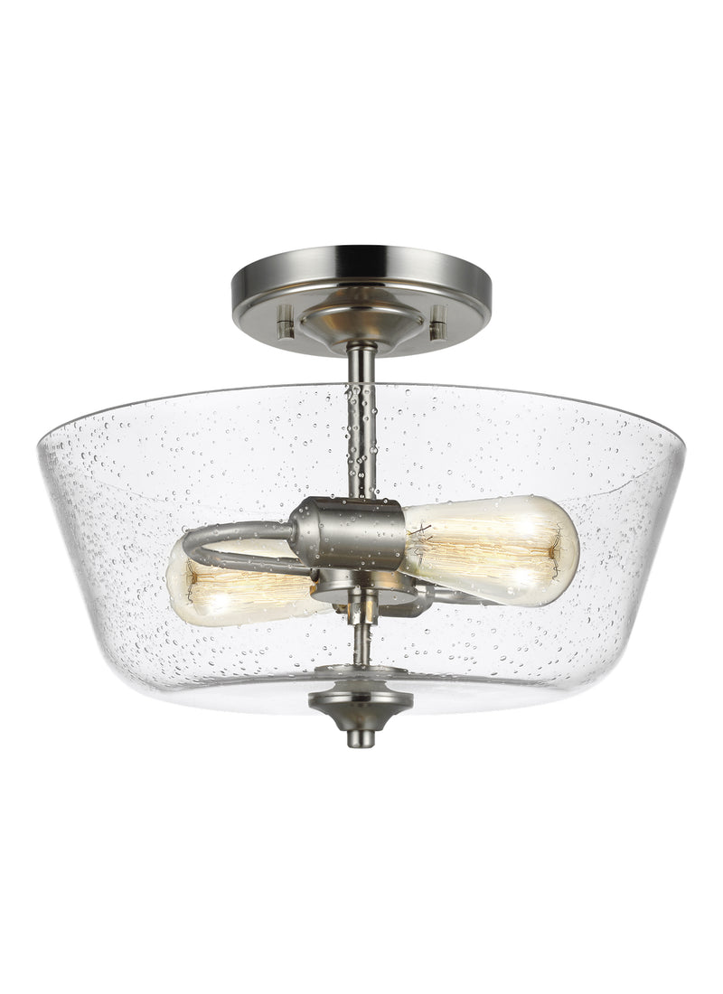 Generation Lighting 7714502-962 Two Light Semi-Flush Mount, Brushed Nickel