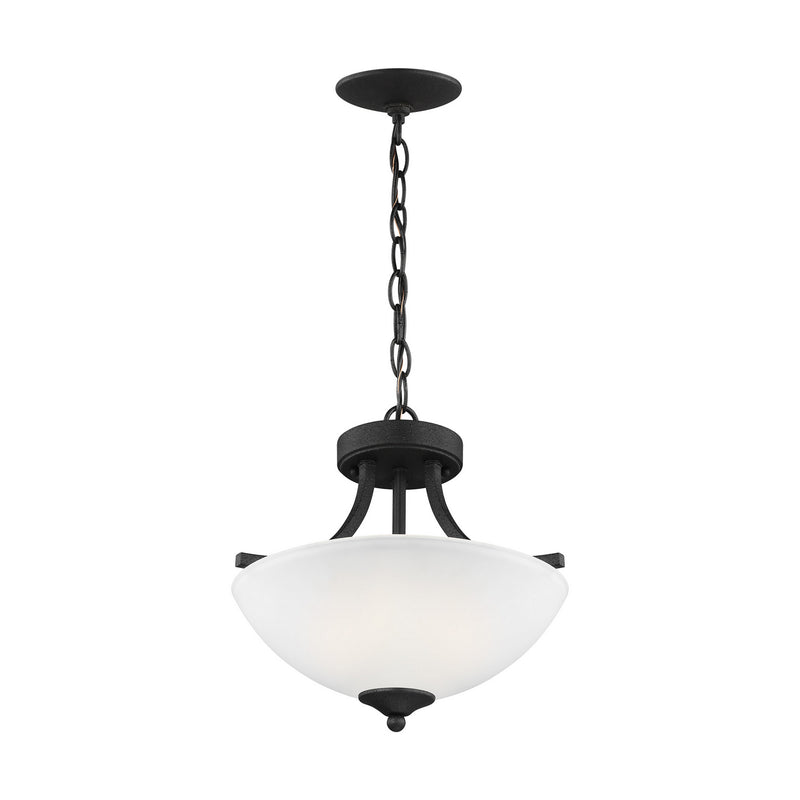 Generation Lighting 7716502-112 Two Light Semi-Flush Convertible Pendant, Midnight Black