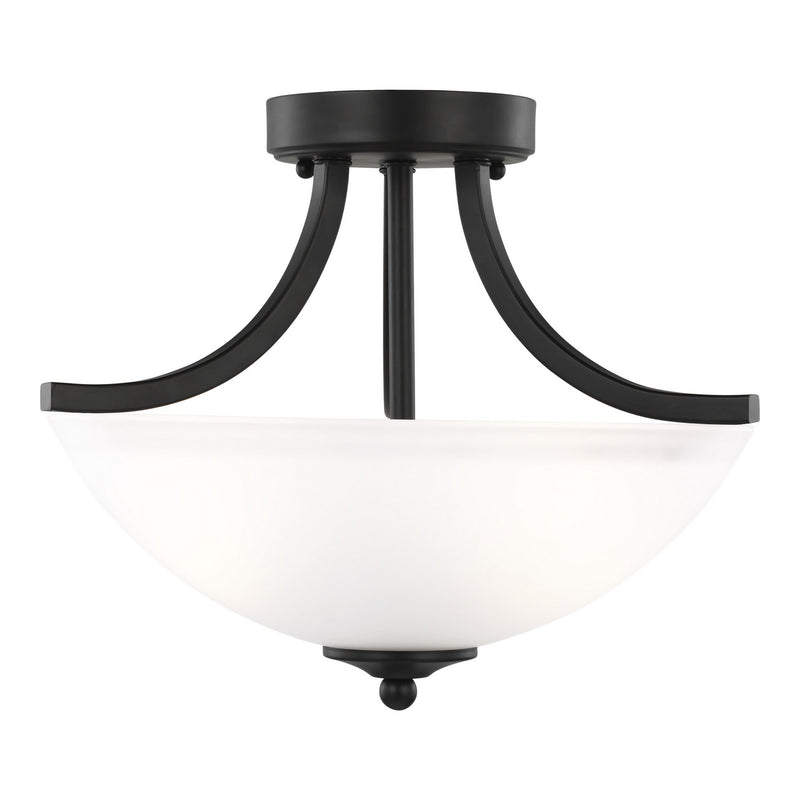 Generation Lighting 7716502-112 Two Light Semi-Flush Convertible Pendant, Midnight Black