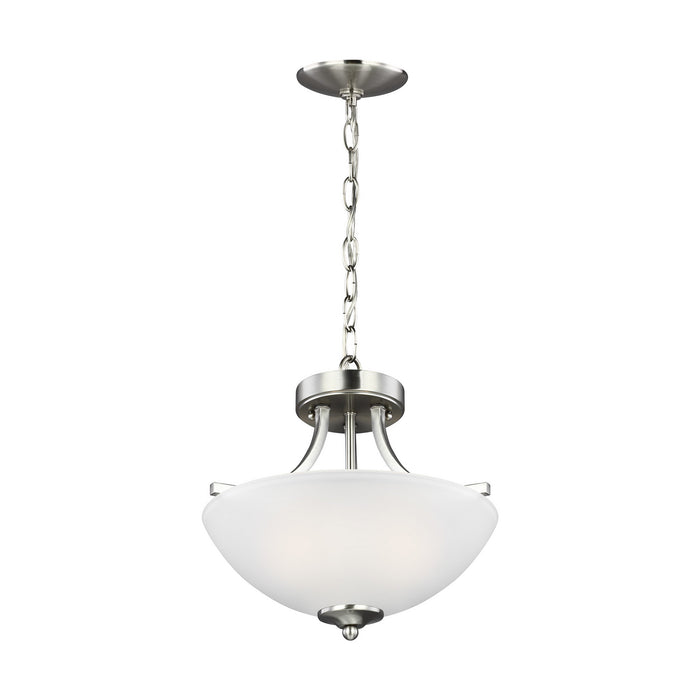 Generation Lighting 7716502-962 Two Light Semi-Flush Convertible Pendant, Brushed Nickel