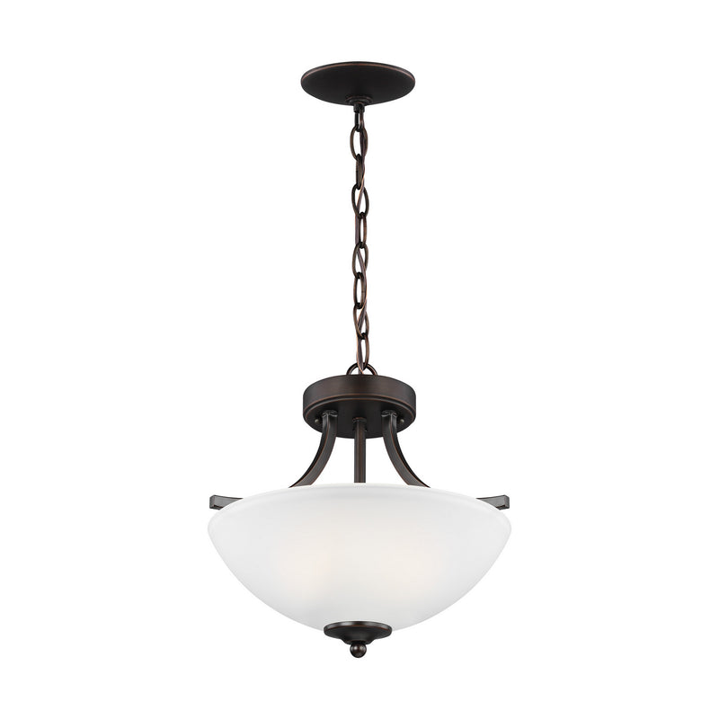 Generation Lighting 7716502EN3-710 Two Light Semi-Flush Convertible Pendant, Bronze