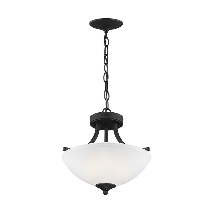 Generation Lighting 7716502EN3-112 Two Light Semi-Flush Convertible Pendant, Midnight Black
