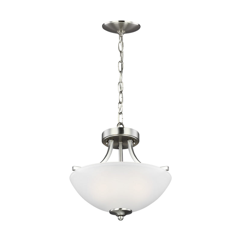 Generation Lighting 7716502EN3-962 Two Light Semi-Flush Convertible Pendant, Brushed Nickel