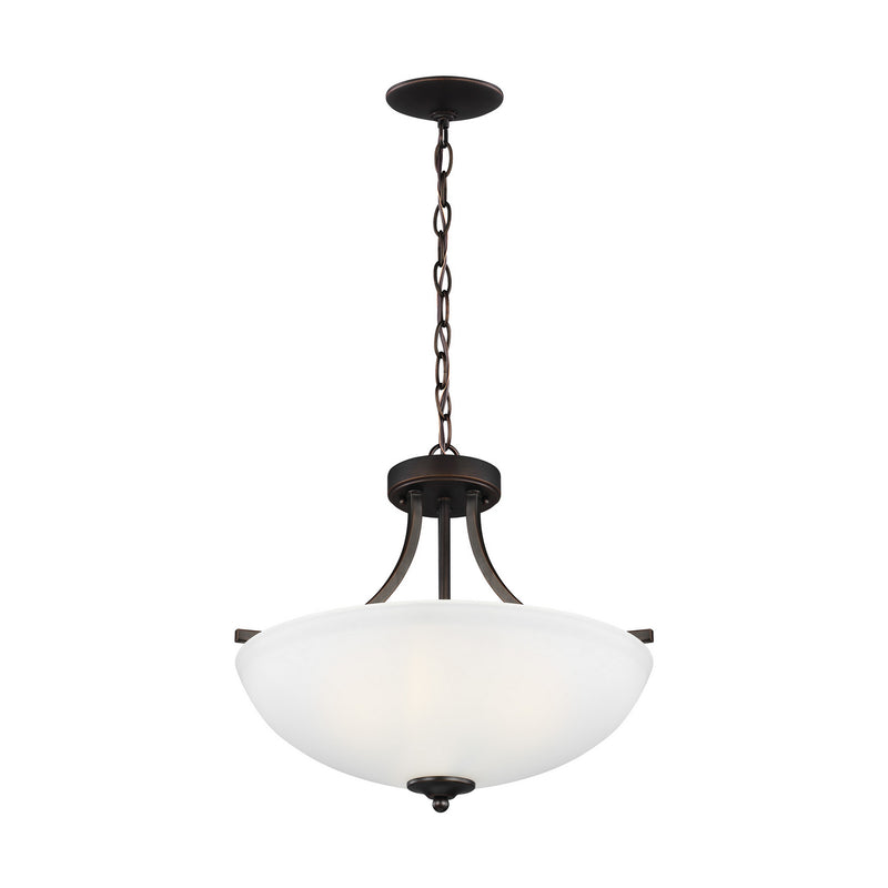 Generation Lighting 7716503-710 Three Light Semi-Flush Convertible Pendant, Bronze