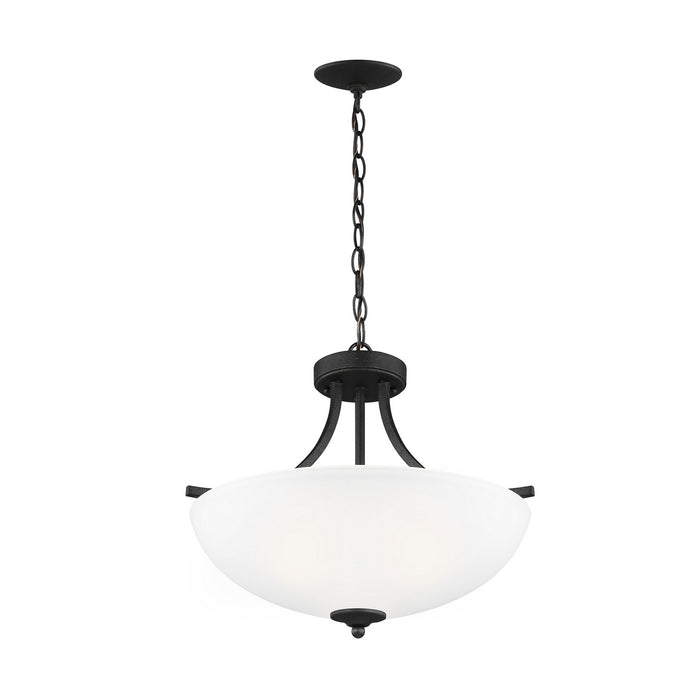 Generation Lighting 7716503-112 Three Light Semi-Flush Convertible Pendant, Midnight Black