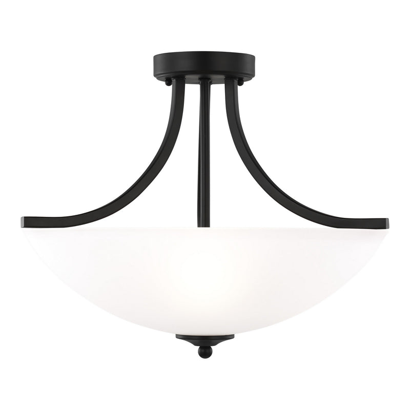 Generation Lighting 7716503-112 Three Light Semi-Flush Convertible Pendant, Midnight Black