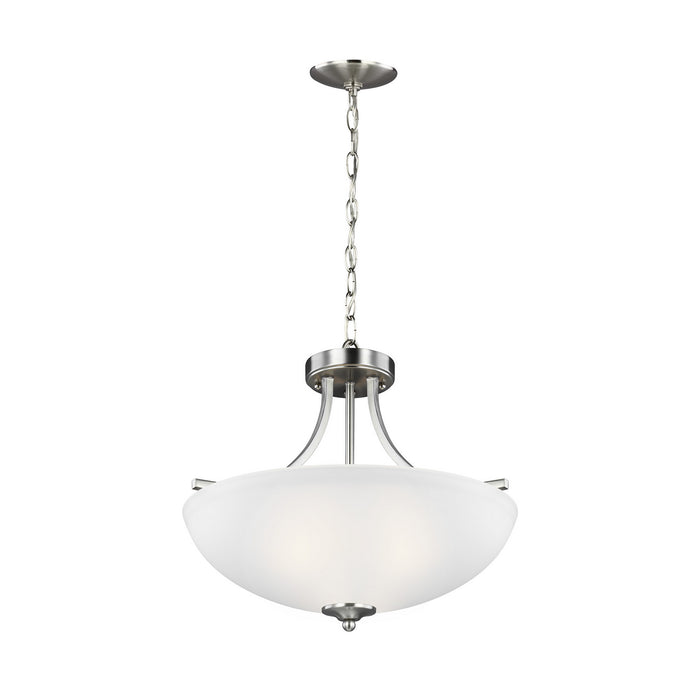 Generation Lighting 7716503-962 Three Light Semi-Flush Convertible Pendant, Brushed Nickel