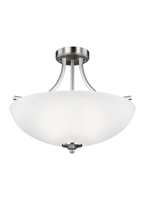 Generation Lighting 7716503-962 Three Light Semi-Flush Convertible Pendant, Brushed Nickel