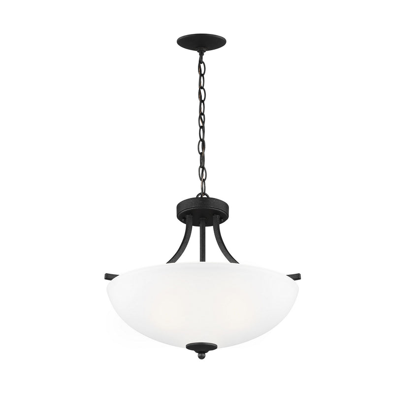 Generation Lighting 7716503EN3-112 Three Light Semi-Flush Convertible Pendant, Midnight Black