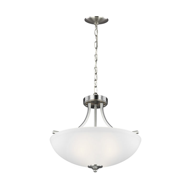Generation Lighting 7716503EN3-962 Three Light Semi-Flush Convertible Pendant, Brushed Nickel