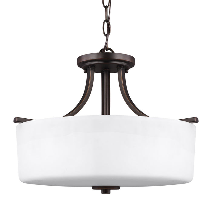 Generation Lighting 7728803-710 Three Light Semi-Flush Mount, Bronze