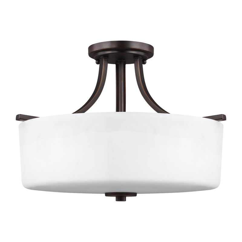 Generation Lighting 7728803-710 Three Light Semi-Flush Mount, Bronze