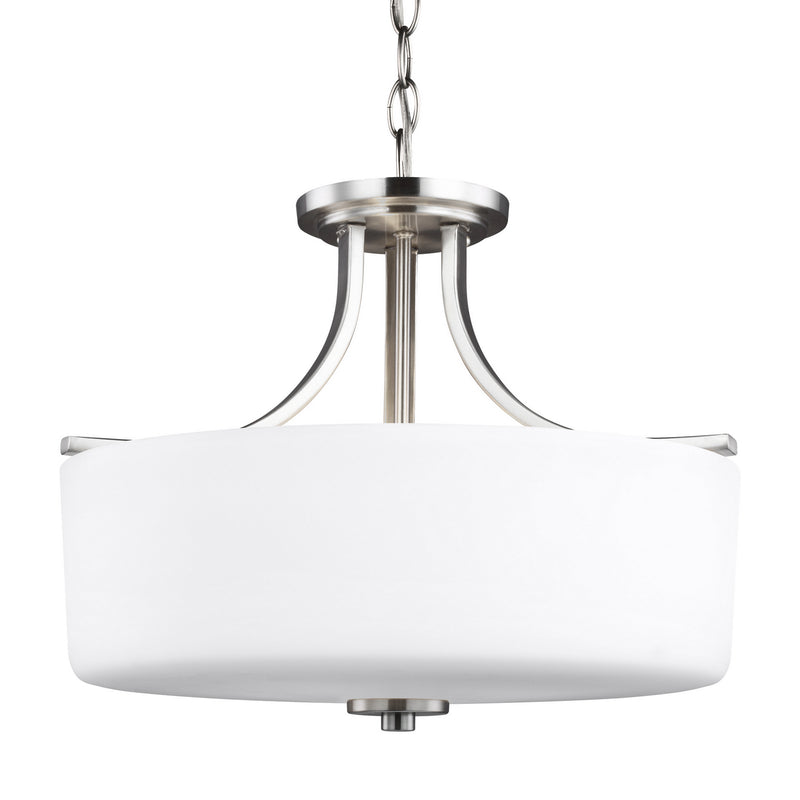 Generation Lighting 7728803-962 Three Light Semi-Flush Mount, Brushed Nickel